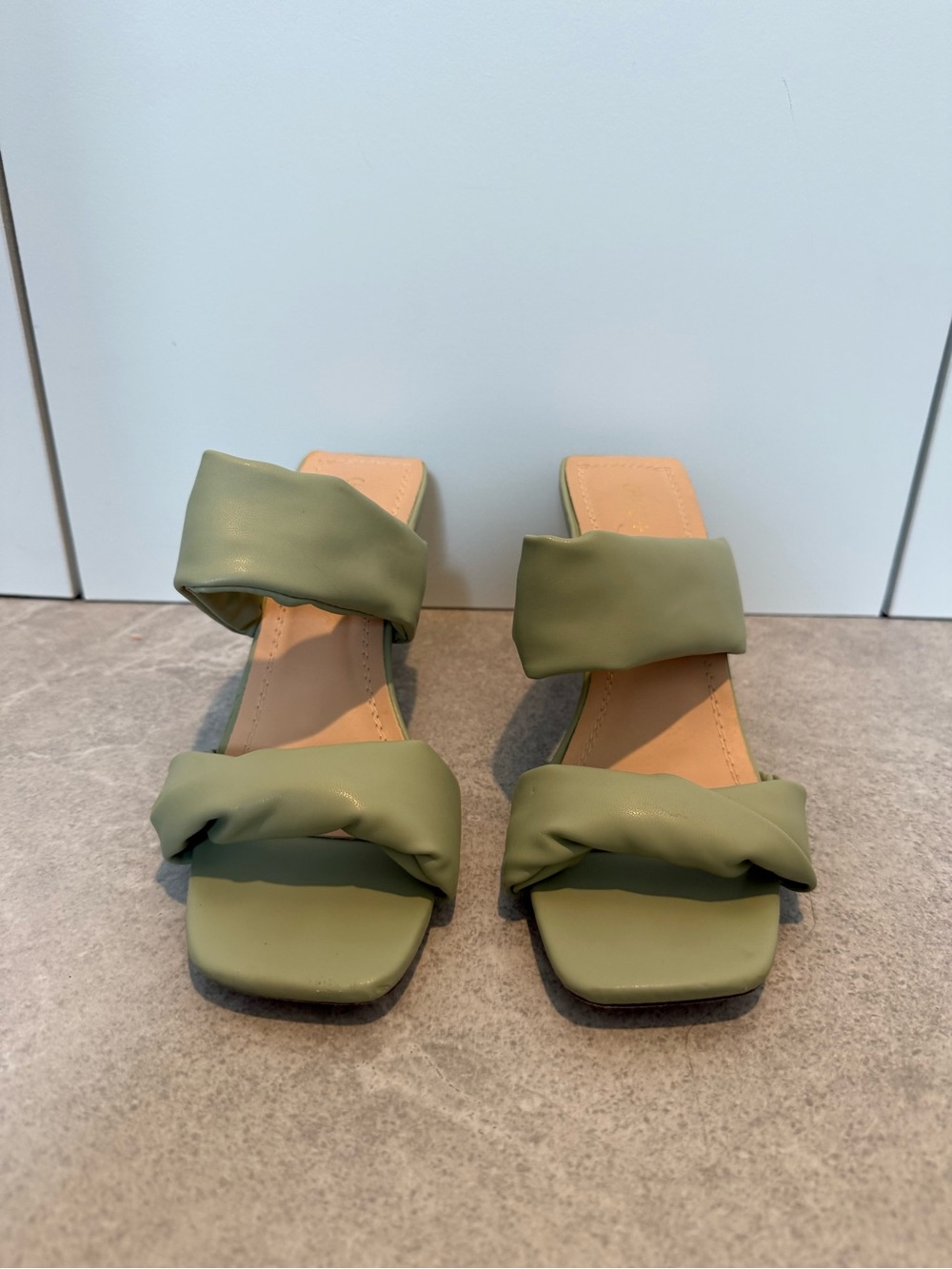 Women's Green Strappy Slide Heels